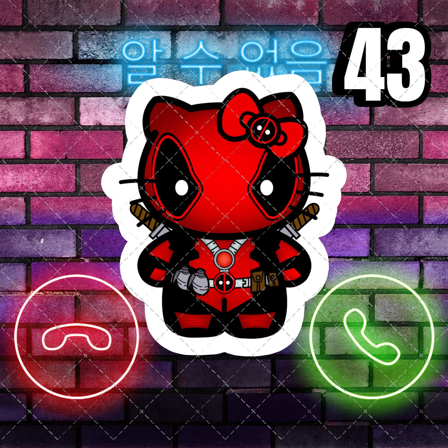Hello Kitty, DeadPool Costume mini Stickers, | Cute, Funny decal For Laptop, Phone, Case, Decoration, personalizing journals, water bottles