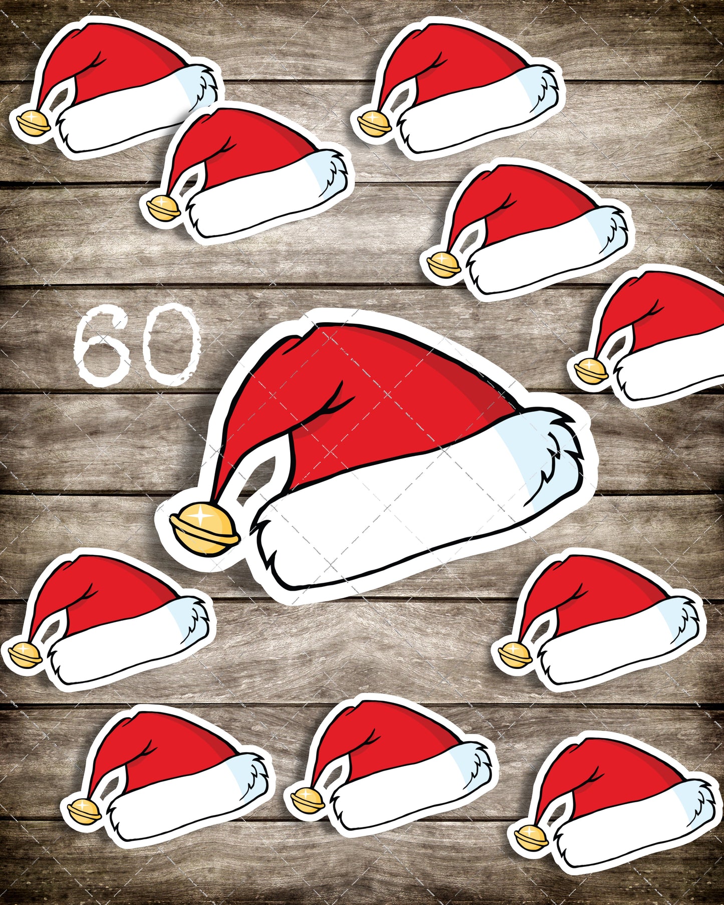 christmas hat mini Stickers, | Cute, Funny decal For Laptop, Phone, Case, Decoration, personalizing journals, water bottles