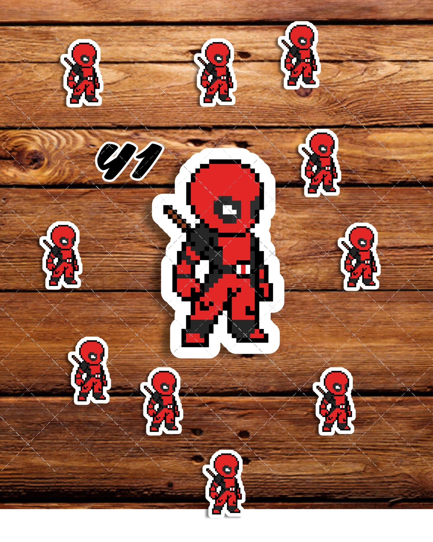 Pixel DeadPool, Marvel, mini Stickers, | Cute, Funny decal For Laptop, Phone, Case, Decoration, personalizing journals, water bottles