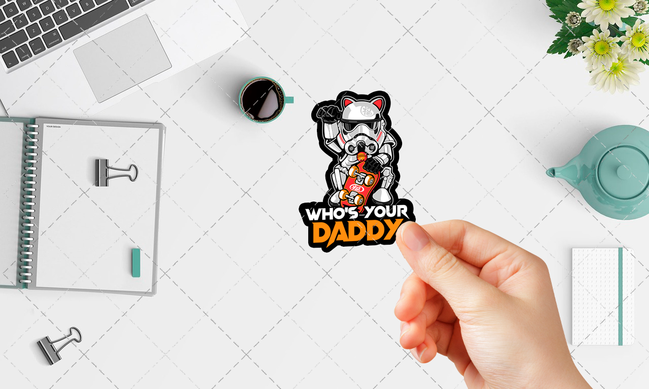Who's Your Daddy (140), Cute, Funny Sticker For Laptop, Phone, Case, Decoration, personalizing journals, water bottles