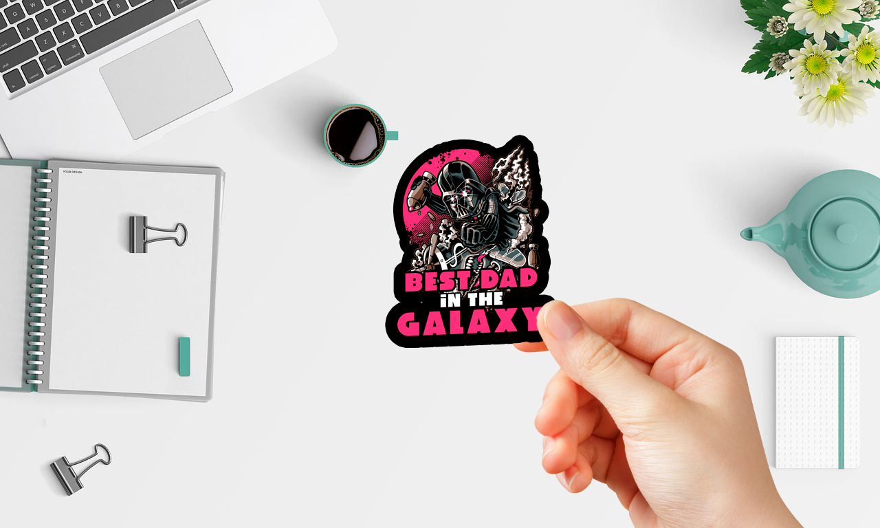 Best Dad In The Galaxy (137), Cute, Funny Sticker For Laptop, Phone, Case, Decoration, personalizing journals, water bottles