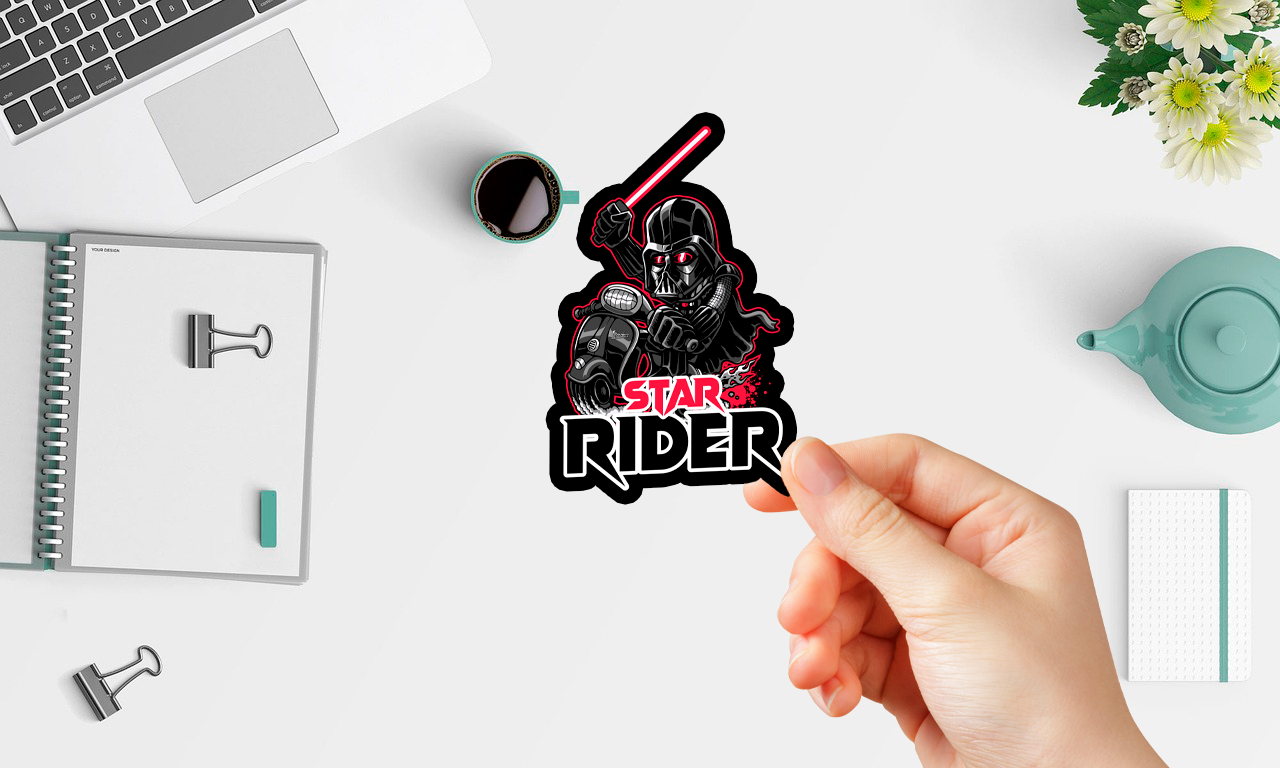 Star Rider (136), Cute, Funny Sticker For Laptop, Phone, Case, Decoration, personalizing journals, water bottles