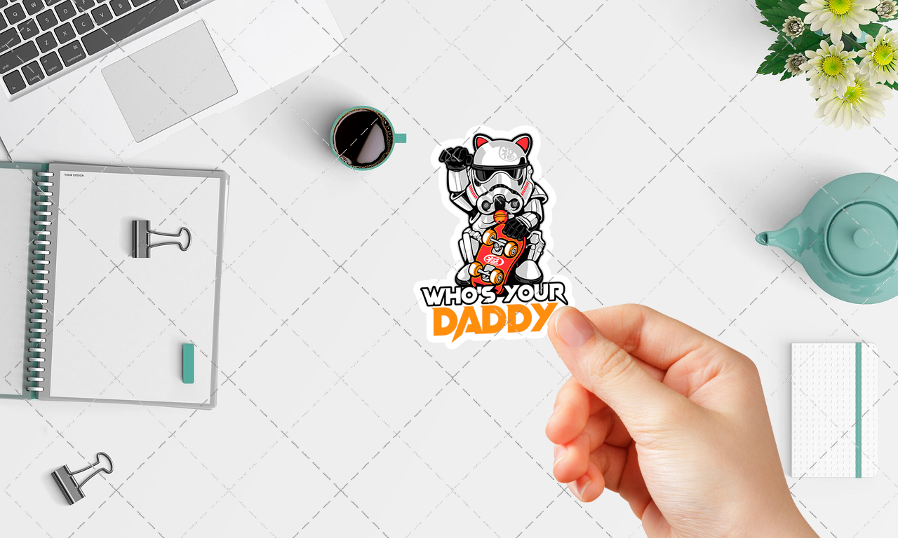 Who's Your Daddy (140), Cute, Funny Sticker For Laptop, Phone, Case, Decoration, personalizing journals, water bottles