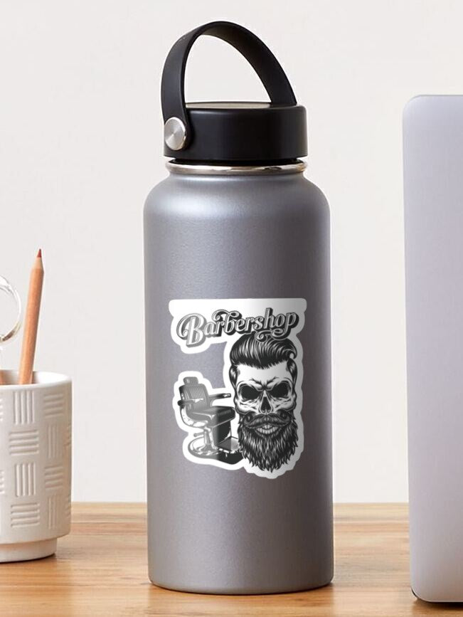 Barber Shop Skull, (101), mini Stickers, | Cute, Funny decal For Laptop, Phone, Case, Decoration, personalizing journals, water bottles