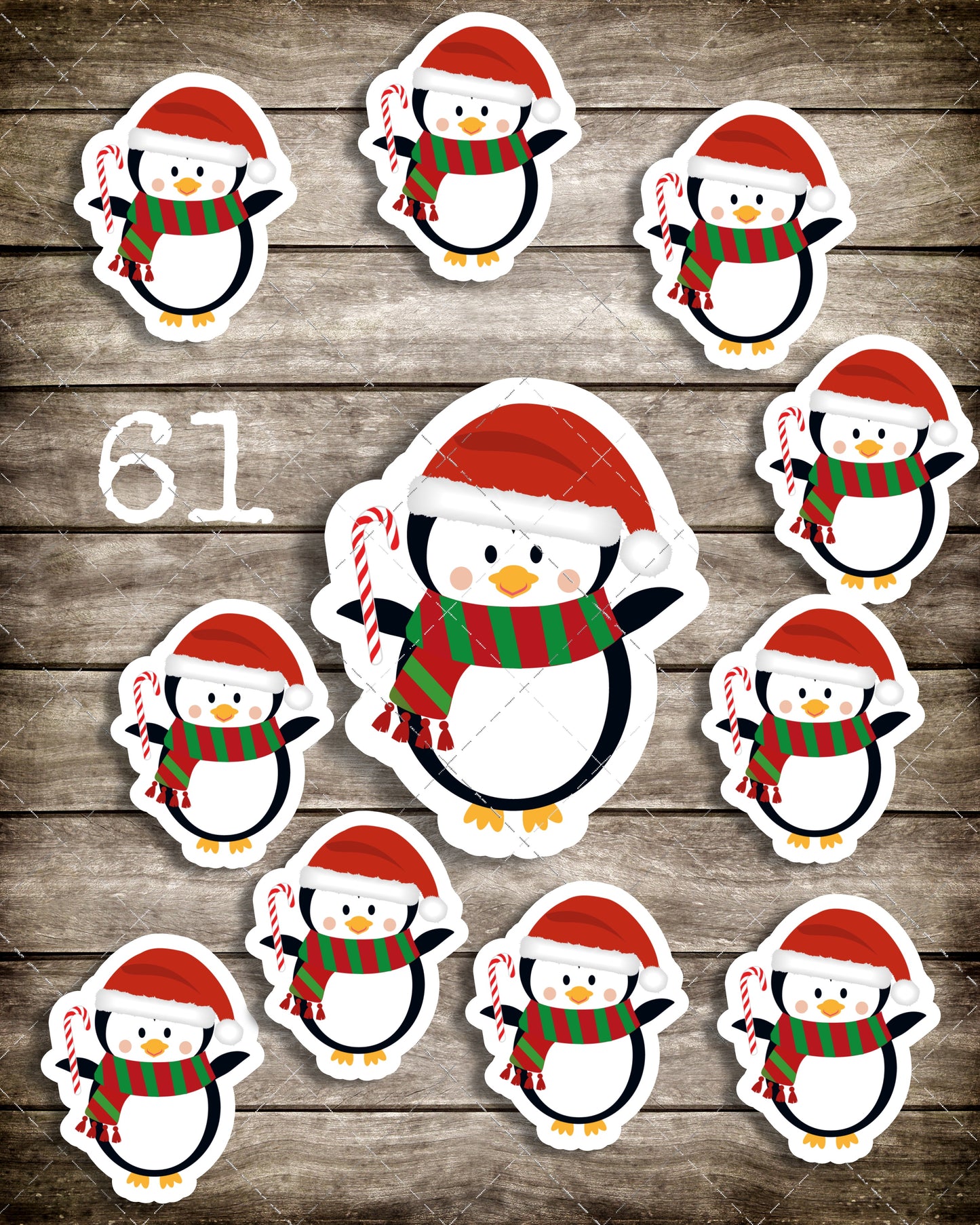 Penguin Christmas holiday, mini Stickers, | Cute, Funny decal For Laptop, Phone, Case, Decoration, personalizing journals, water bottles