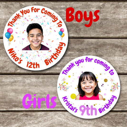 Personalized BirthDay Stickers,Cute, decal for Partys, Phone, Case, Decoration, personalizing journals, water bottles